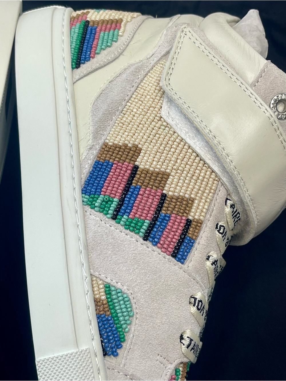 NIB ZADIG & VOLTAIRE MID FLASH FOLK BEADS 💯 LEATHER MID FLASH TRAINER EU39 SZ 8 - Picture 10 of 14